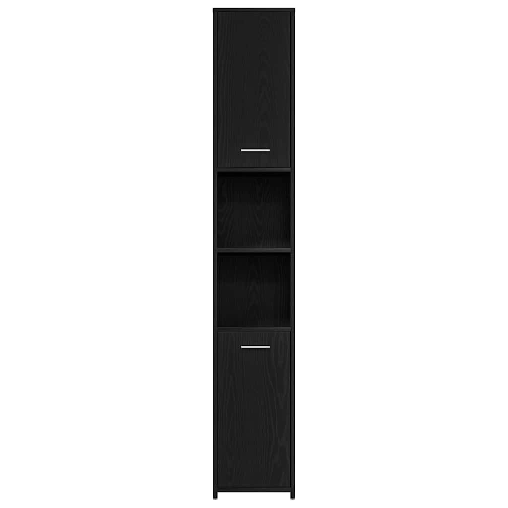 Black Oak Bathroom Cabinet - Engineered Wood 30x30x183.5 cm