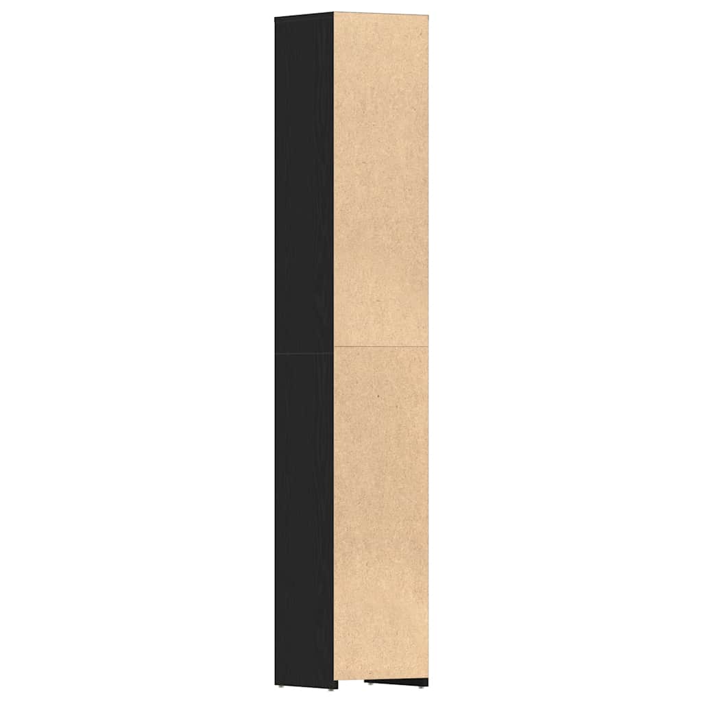 Black Oak Bathroom Cabinet - Engineered Wood 30x30x183.5 cm