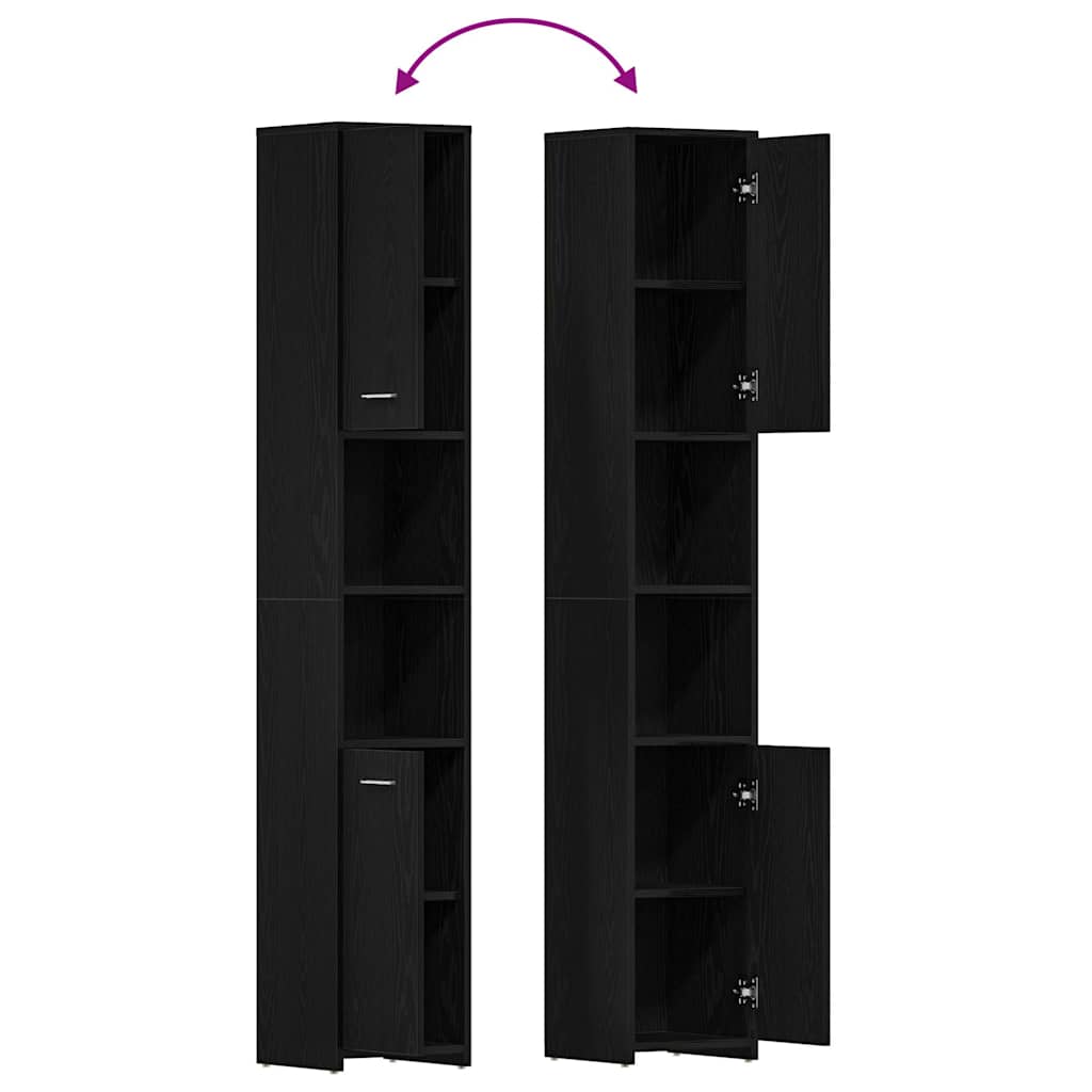 Black Oak Bathroom Cabinet - Engineered Wood 30x30x183.5 cm