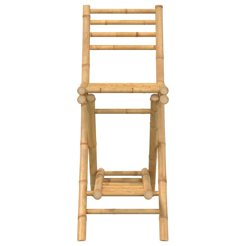 Foldable Bamboo Outdoor Bar Stools with Footrests, Set of 2