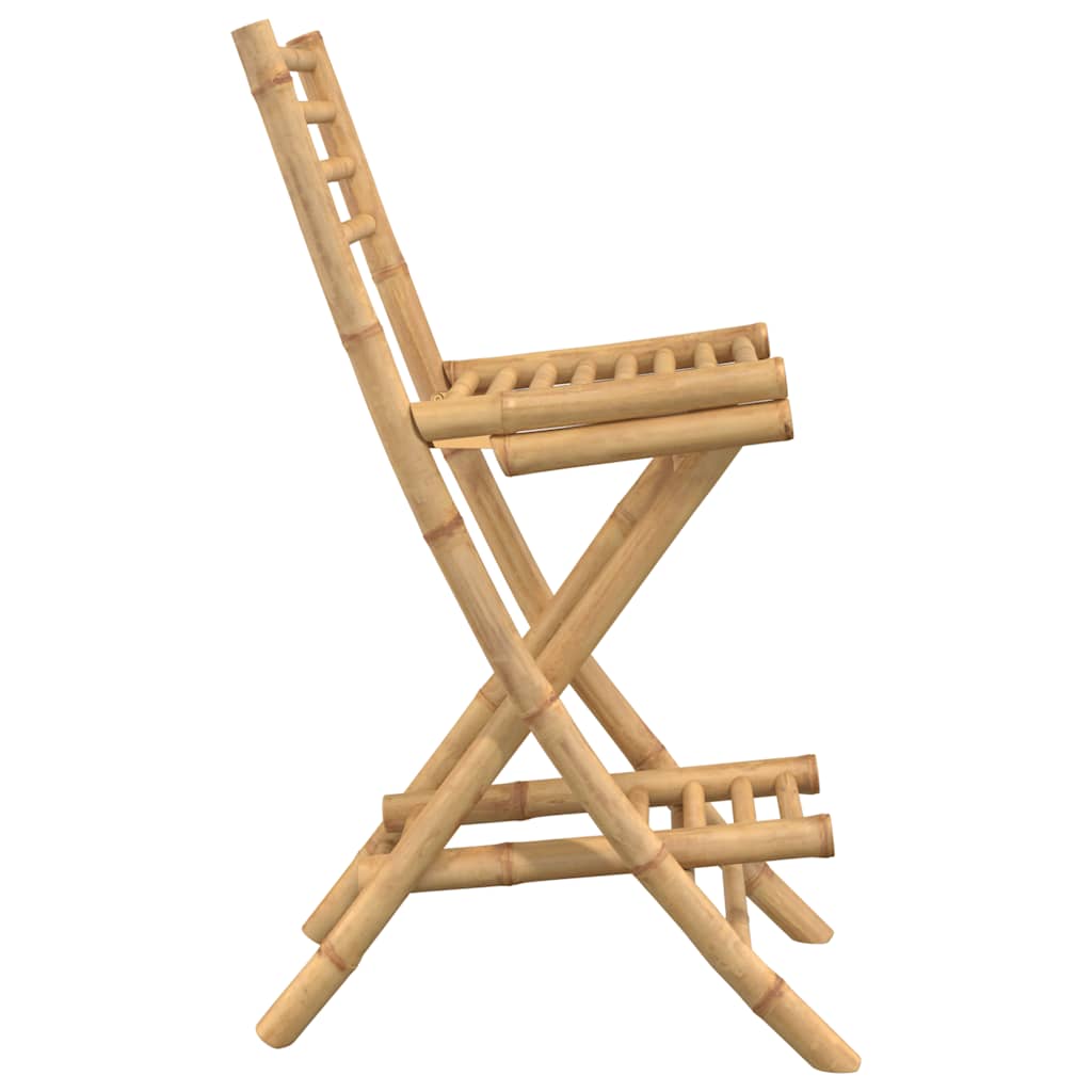 Foldable Bamboo Outdoor Bar Stools with Footrests, Set of 2