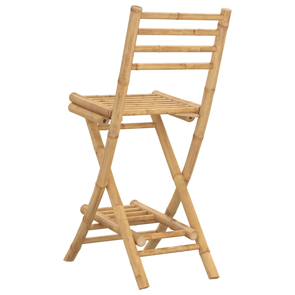 Foldable Bamboo Outdoor Bar Stools with Footrests, Set of 2