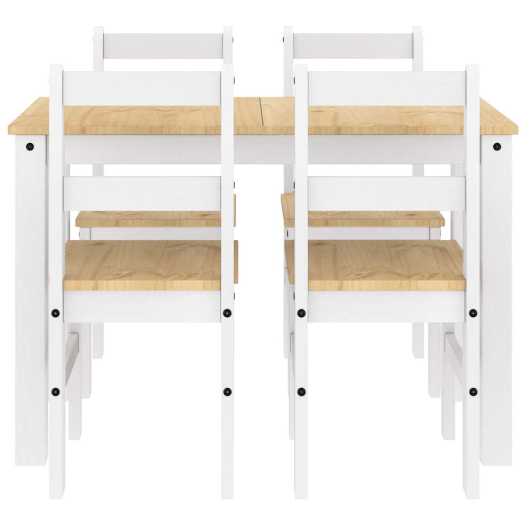 5 Piece Dining Set Panama White Solid Wood Pine