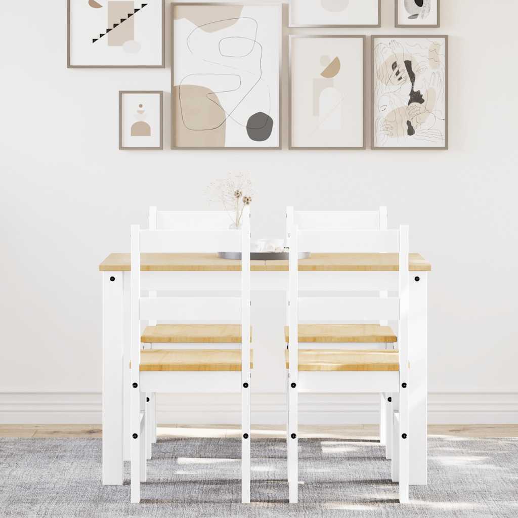5 Piece Dining Set Panama White Solid Wood Pine