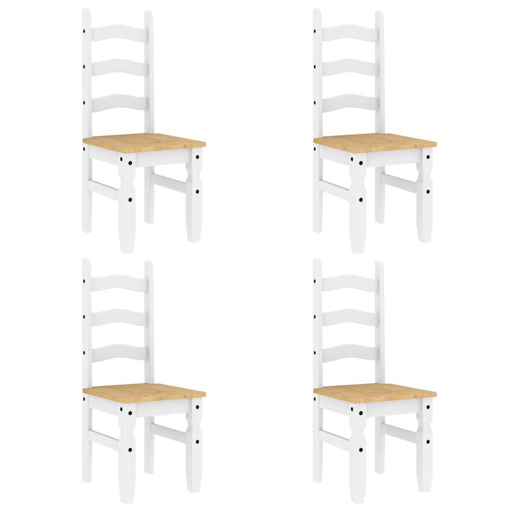 5 Piece Dining Set Panama White Solid Wood Pine