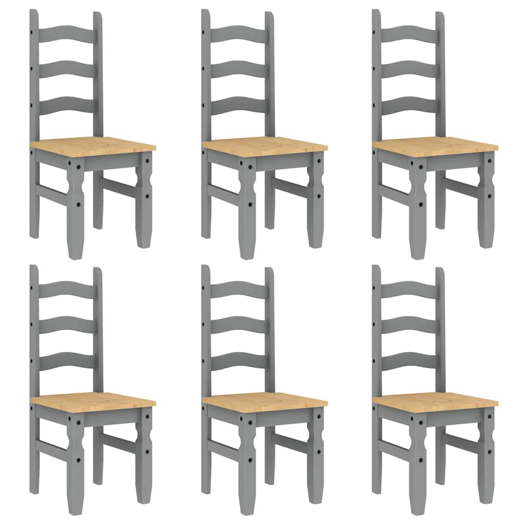 7 Piece Dining Set Panama Grey Solid Wood Pine