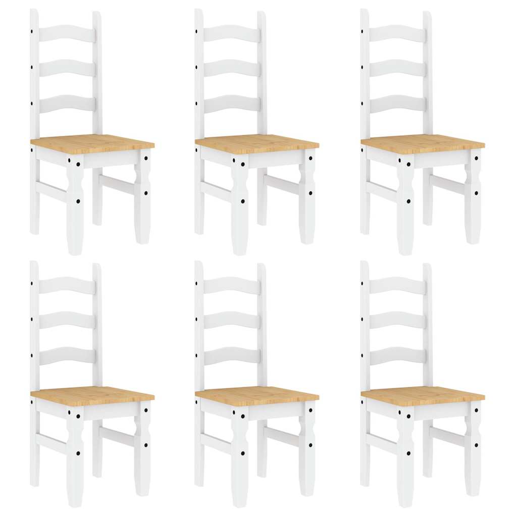 7 Piece Dining Set Panama White Solid Wood Pine