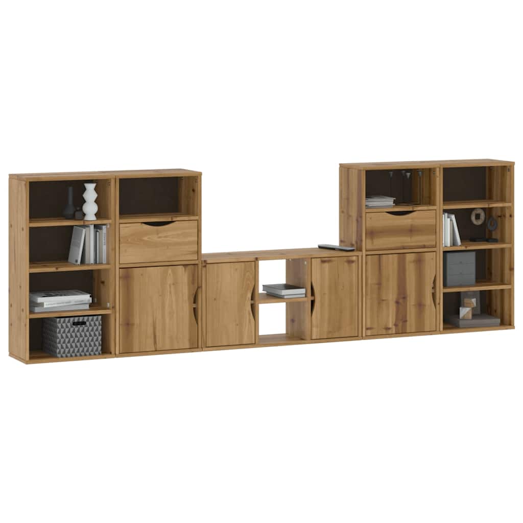 5 Piece TV Units with Storage ODDA Solid Wood Pine