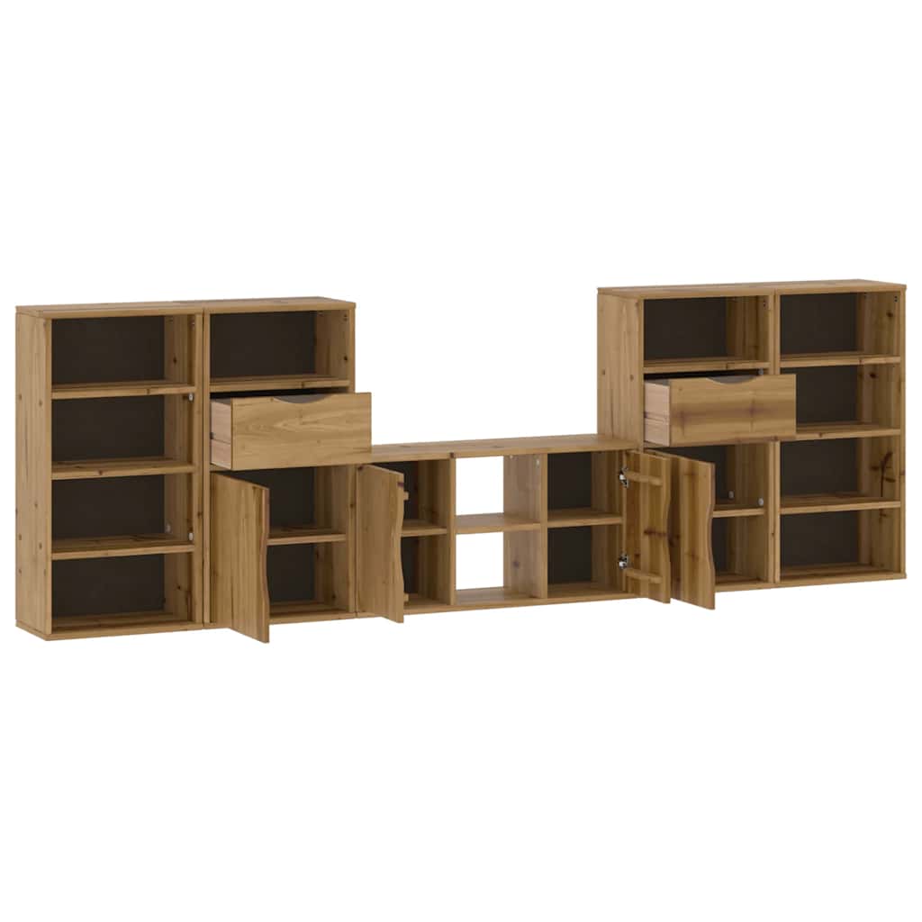 5 Piece TV Units with Storage ODDA Solid Wood Pine
