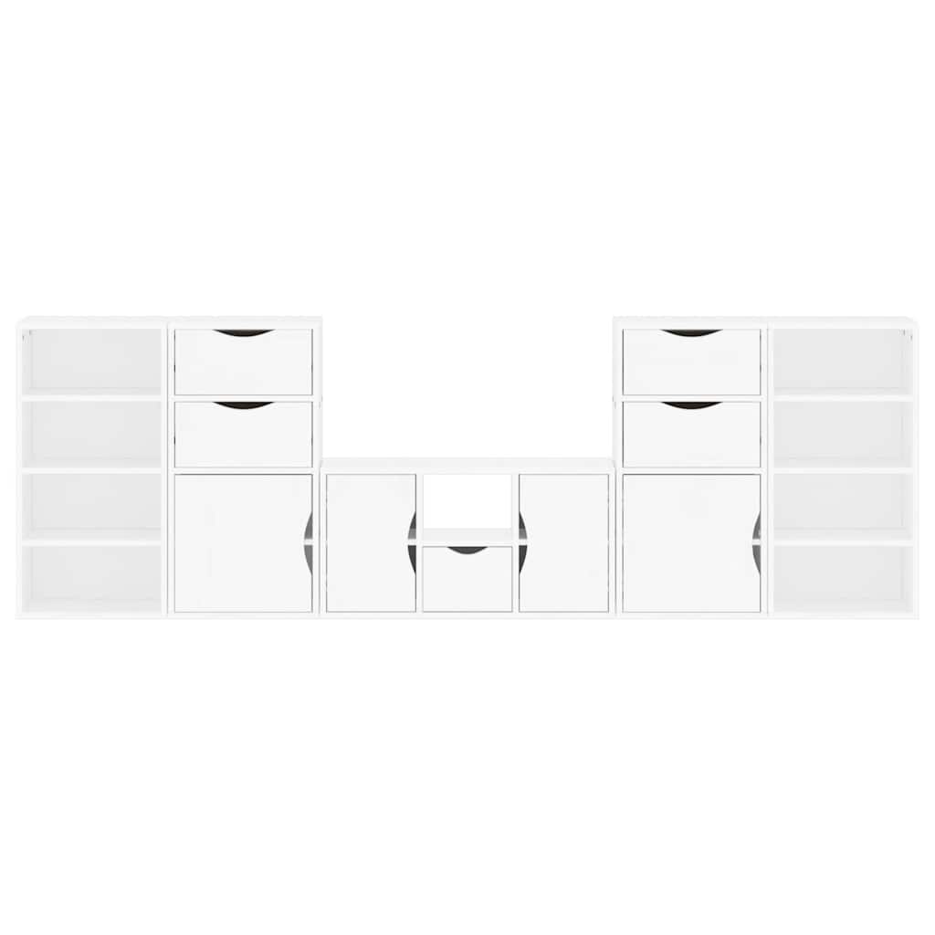 5 Piece TV Units with Storage ODDA White Solid Wood Pine