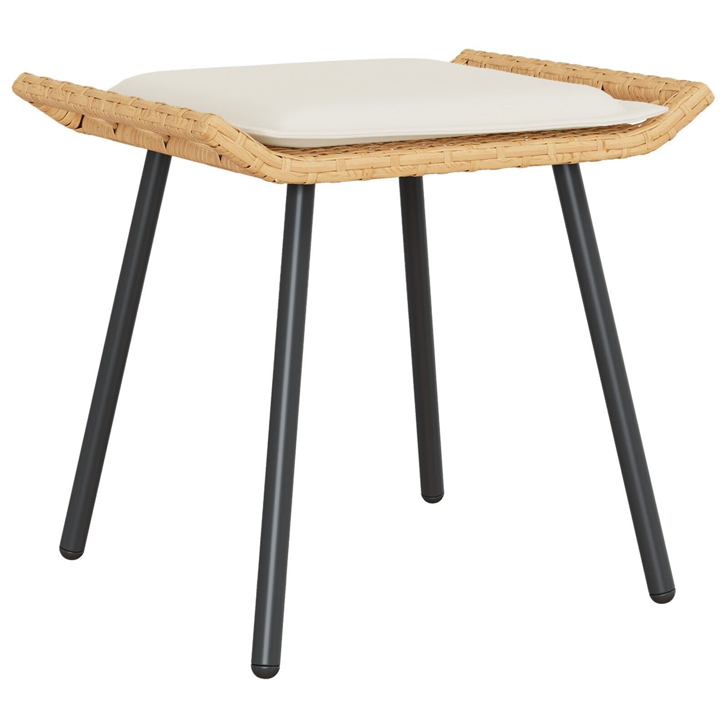 Natural Poly Rattan Garden Stools Set of 2 - 50x40x45 cm
