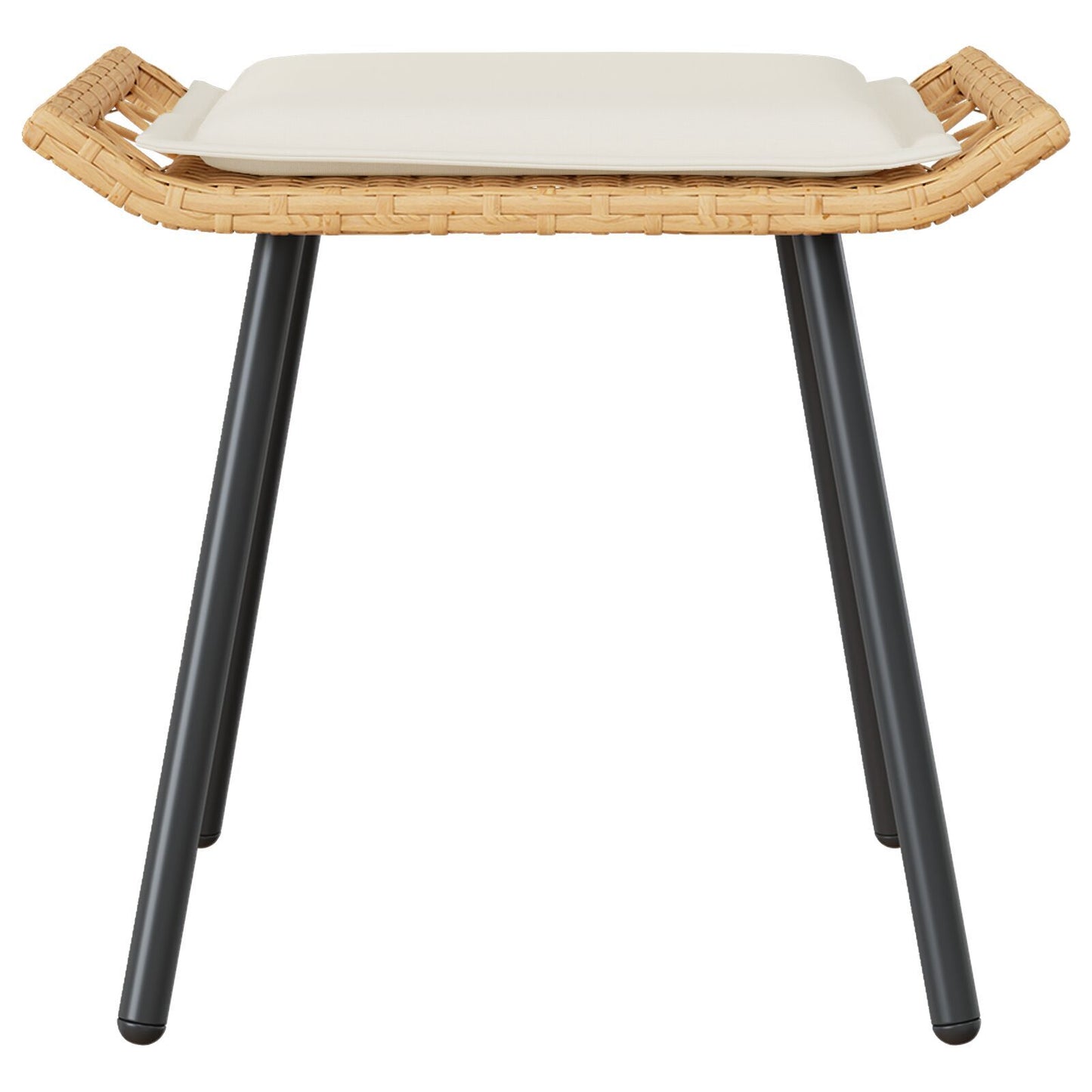 Natural Poly Rattan Garden Stools Set of 2 - 50x40x45 cm