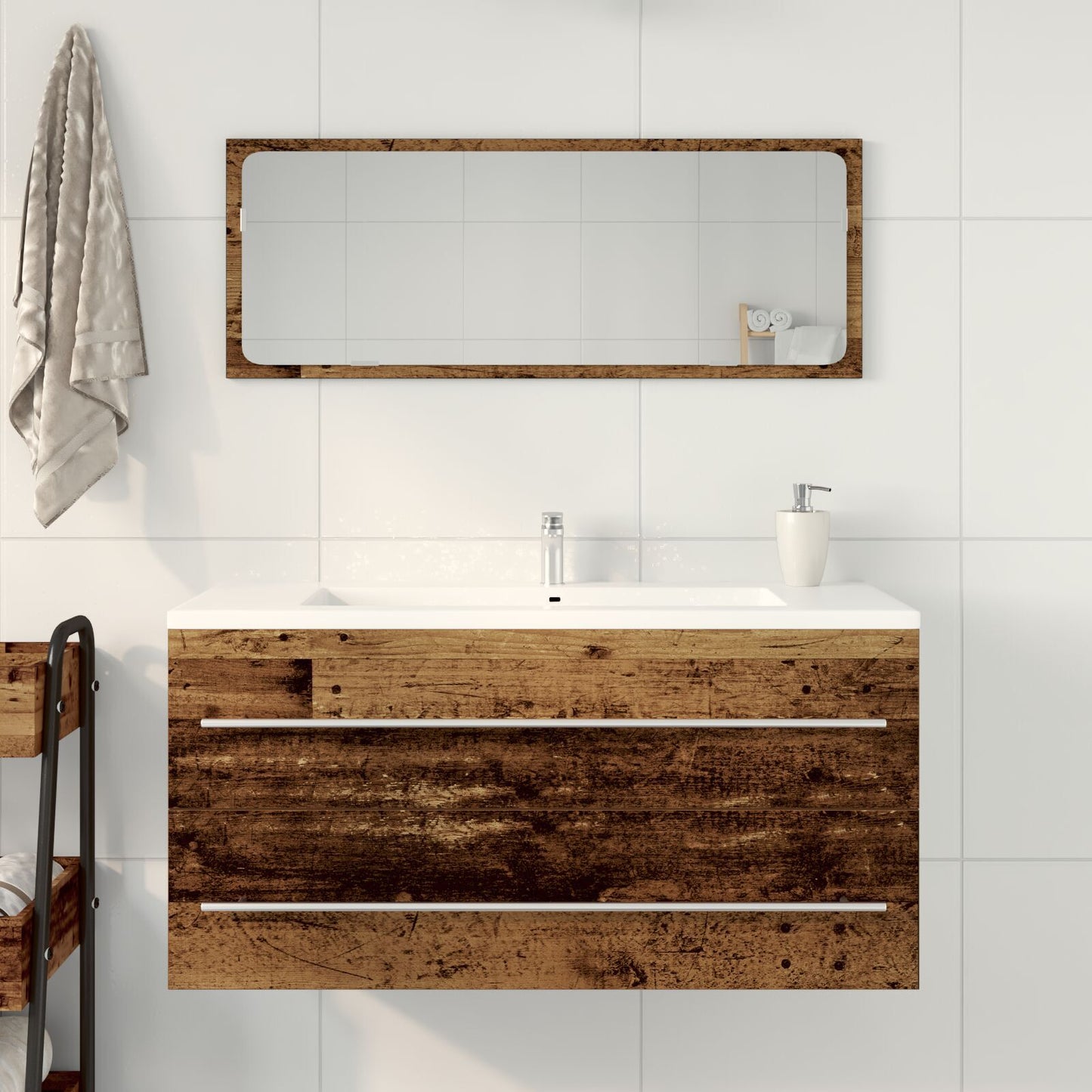 Rustic Bathroom Sink Cabinet, 100x38.5x48 cm, Engineered Wood
