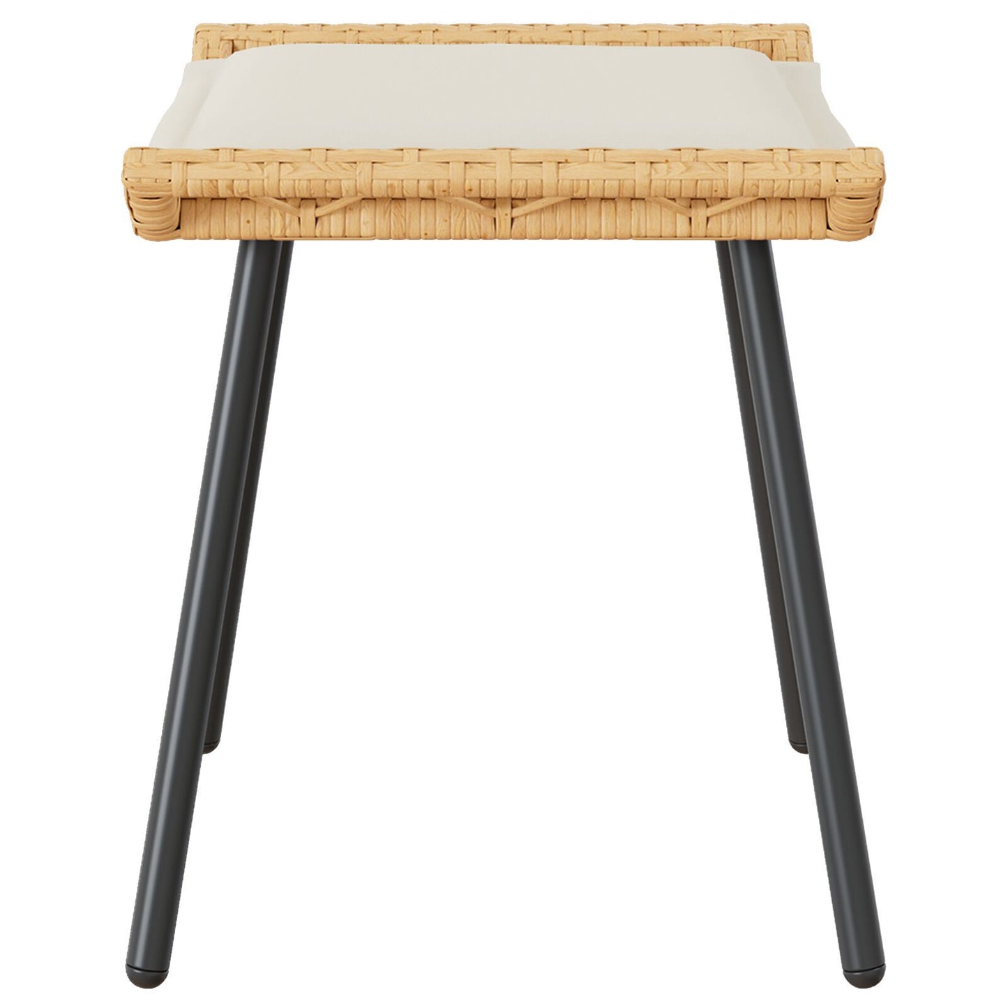 Natural Poly Rattan Garden Stools Set of 2 - 50x40x45 cm