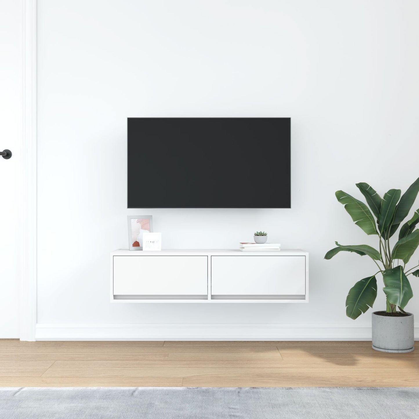 White Engineered Wood TV Cabinet - 100x31x25.5 cm