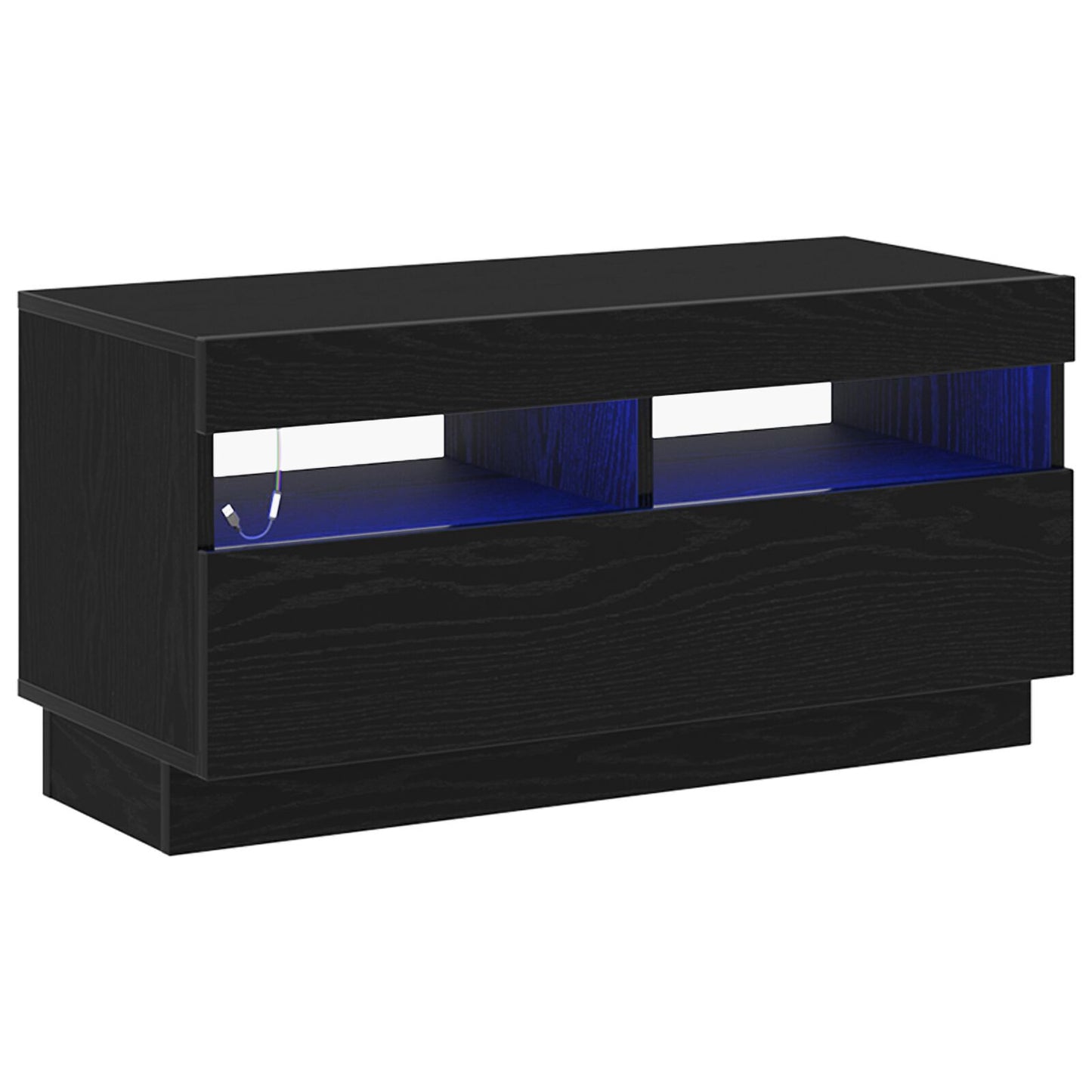 Black Oak TV Cabinet with LED Lights, Engineered Wood, 80x35x40 cm