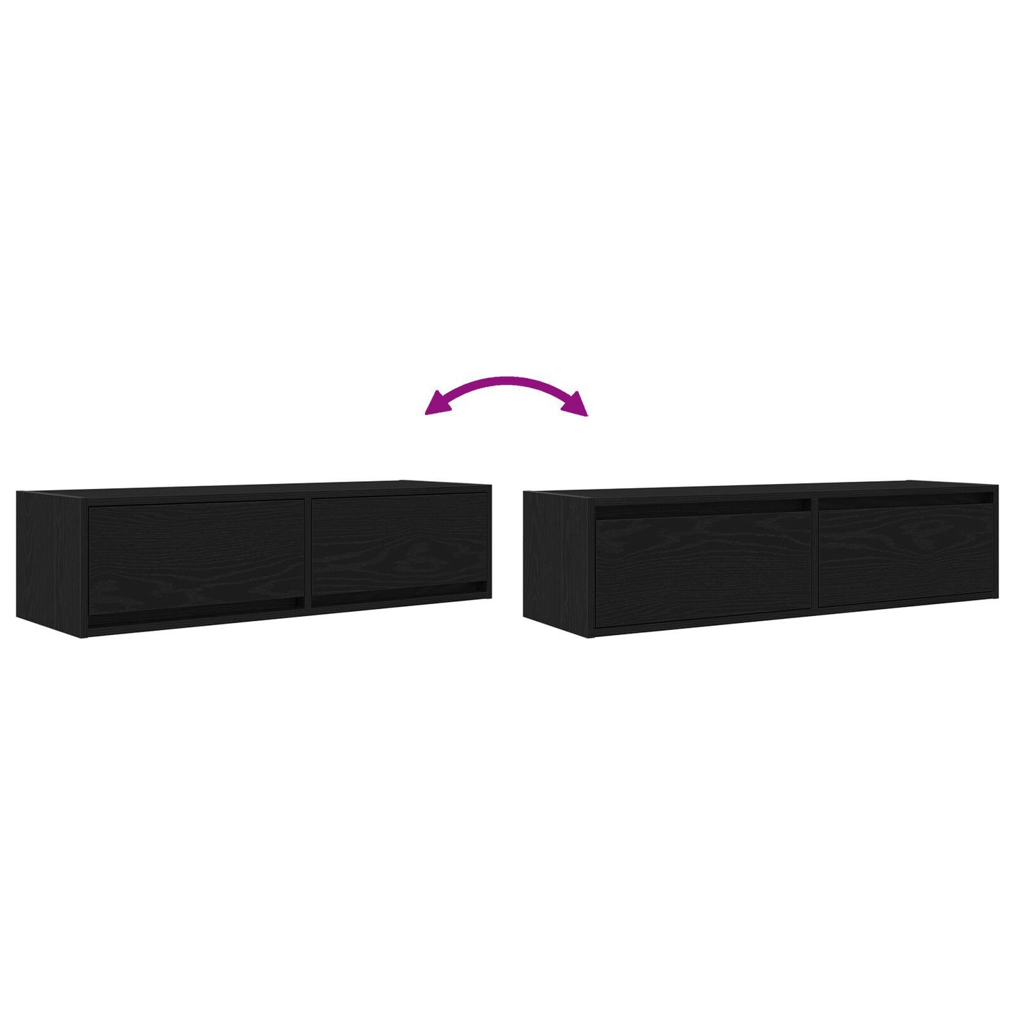 Sleek Black Oak TV Cabinet 100x31x25.5 cm - Engineered Wood