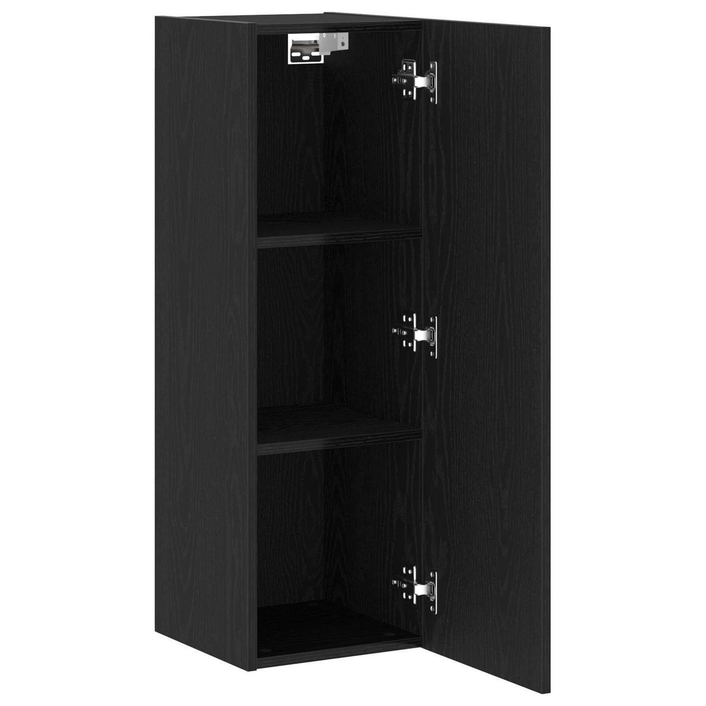 Black Oak Wall-Mounted TV Cabinets, Set of 2, Engineered Wood
