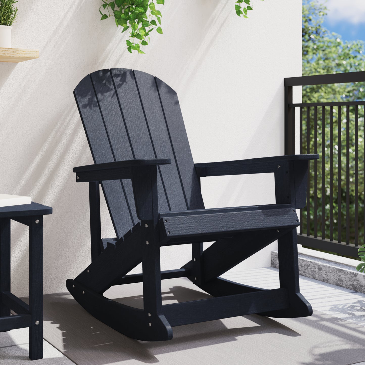 Navy Blue Adirondack Rocking Chair, HDPE, 73.5x92x90 cm