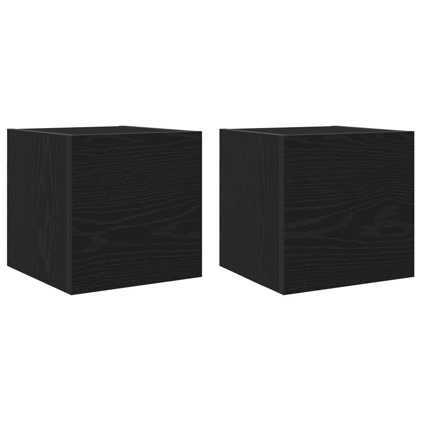 Black Oak Wall Mounted TV Cabinets Set, 2 pcs, 30.5x30x30 cm