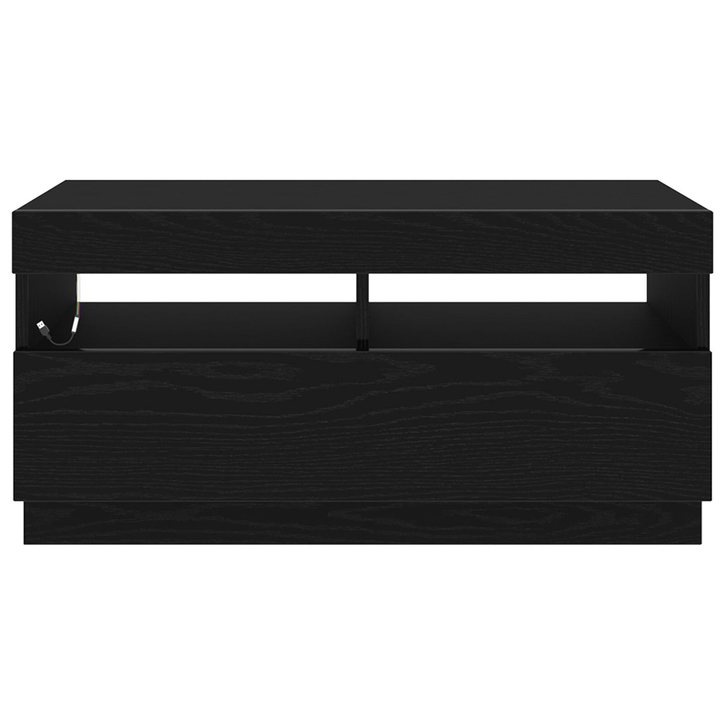 Black Oak TV Cabinet with LED Lights, Engineered Wood, 80x35x40 cm