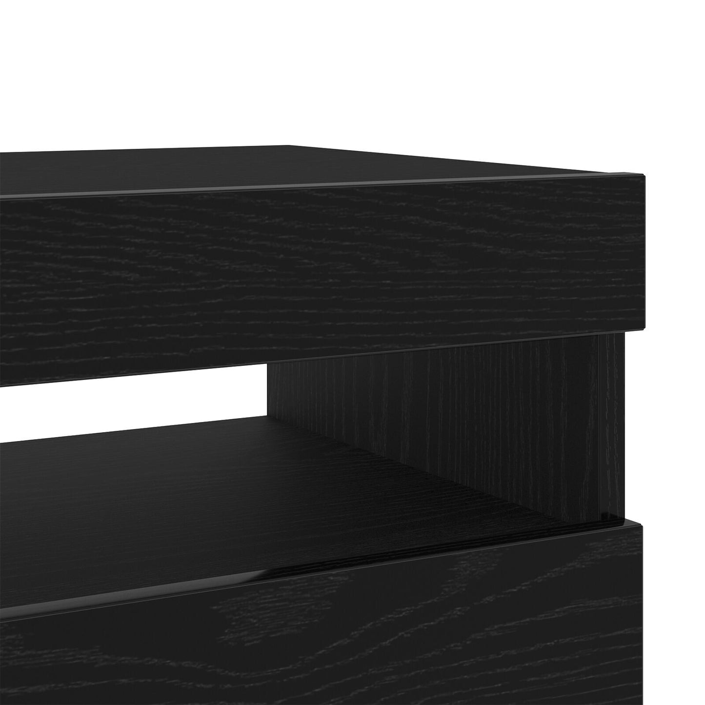 Black Oak TV Stand with LED Lights - Engineered Wood, 100x35x40 cm