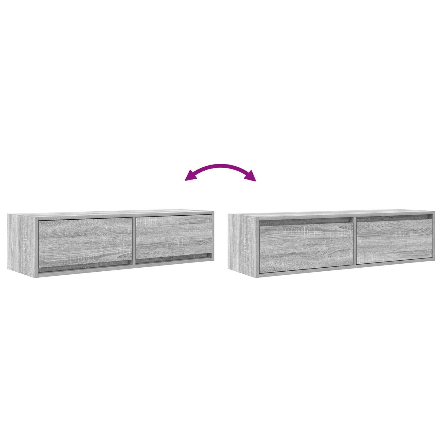 Grey Sonoma TV Cabinet - Engineered Wood, 100x31x25.5 cm