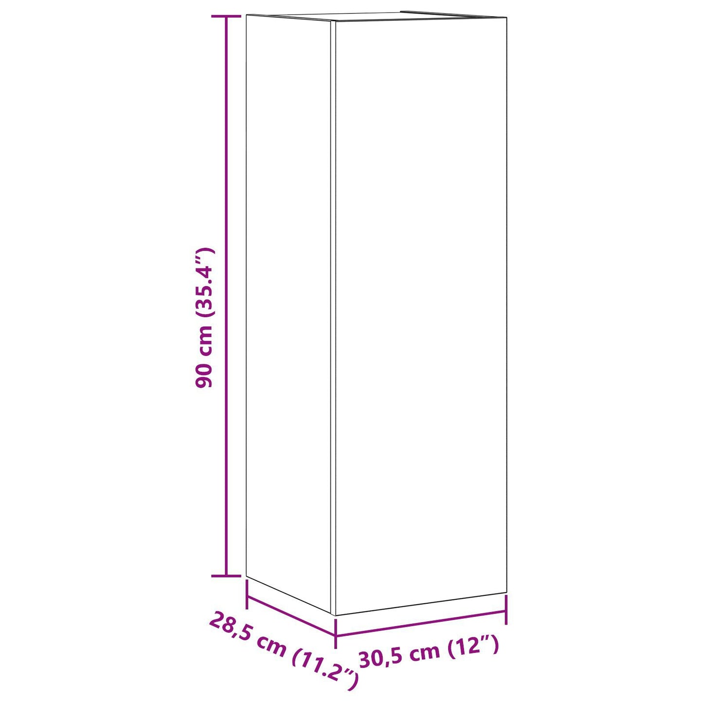 Black Oak Wall-Mounted TV Cabinet - Engineered Wood, 30.5x30x90 cm