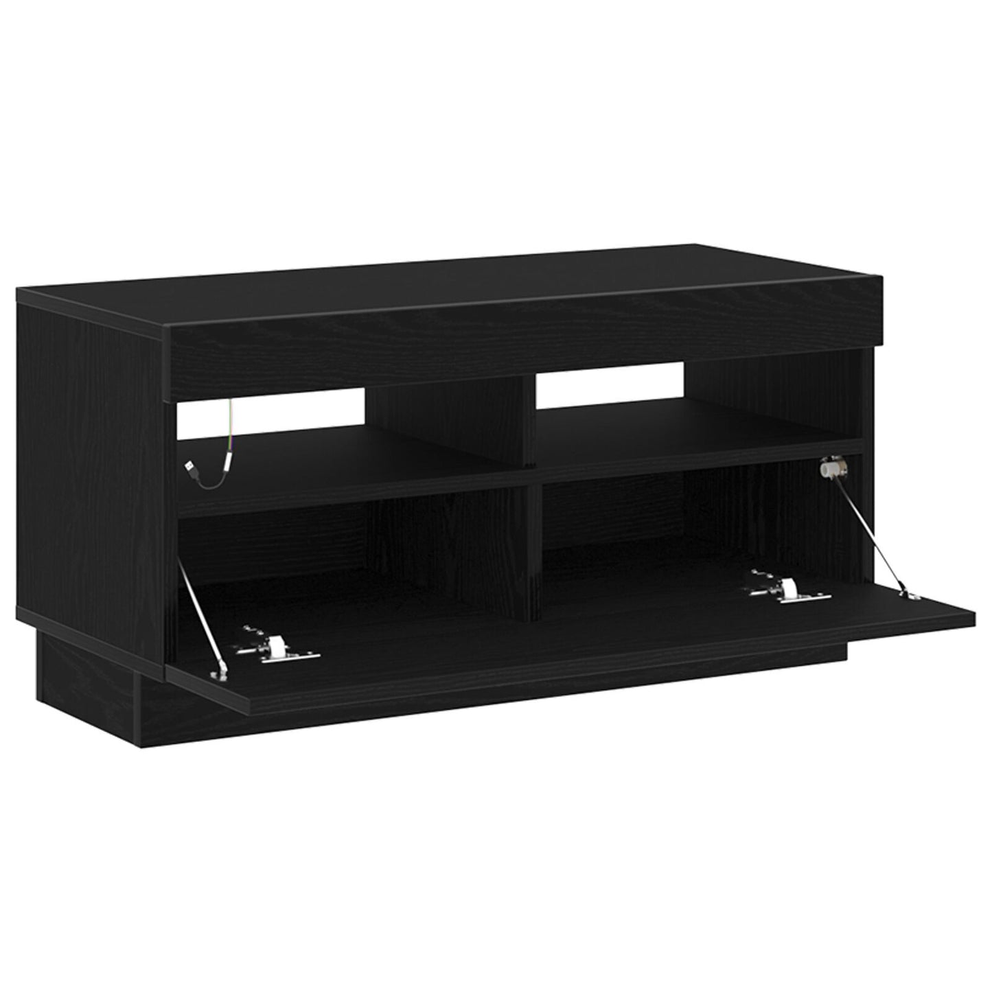 Black Oak TV Cabinet with LED Lights, Engineered Wood, 80x35x40 cm