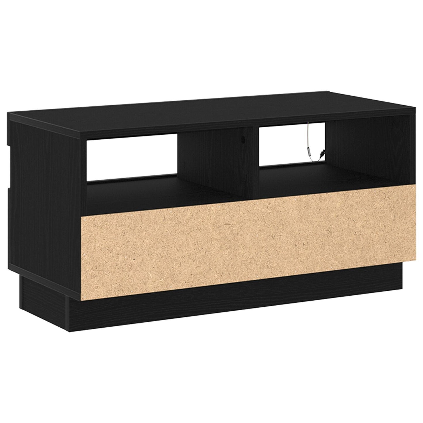 Black Oak TV Cabinet with LED Lights, Engineered Wood, 80x35x40 cm