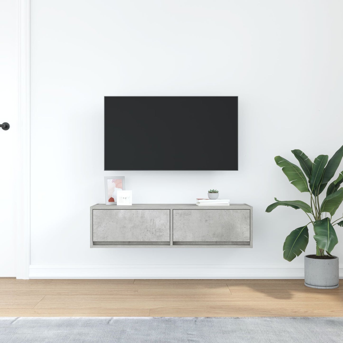 Concrete Grey TV Cabinet, Engineered Wood 100x31x25.5 cm