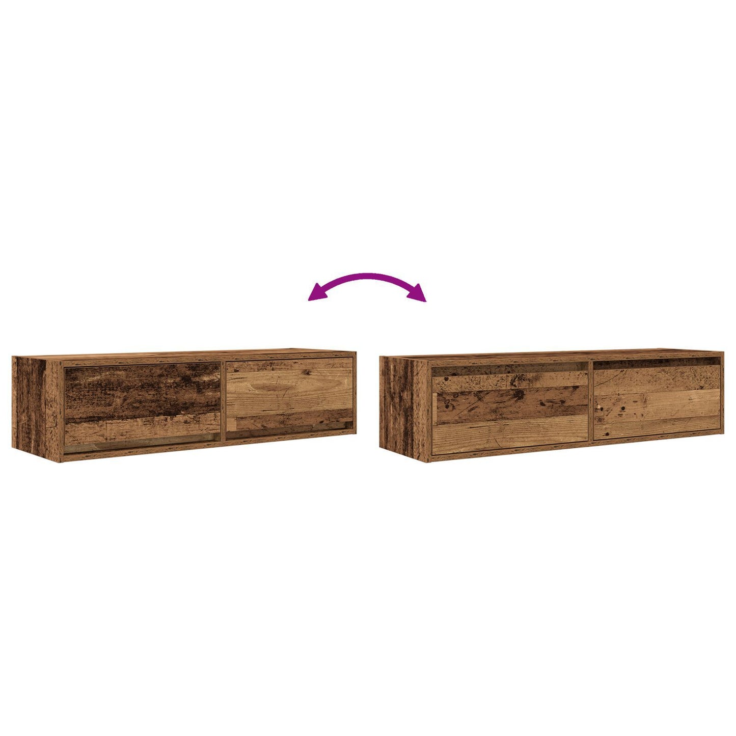 Rustic TV Cabinet in Engineered Wood – 100x31x25.5cm