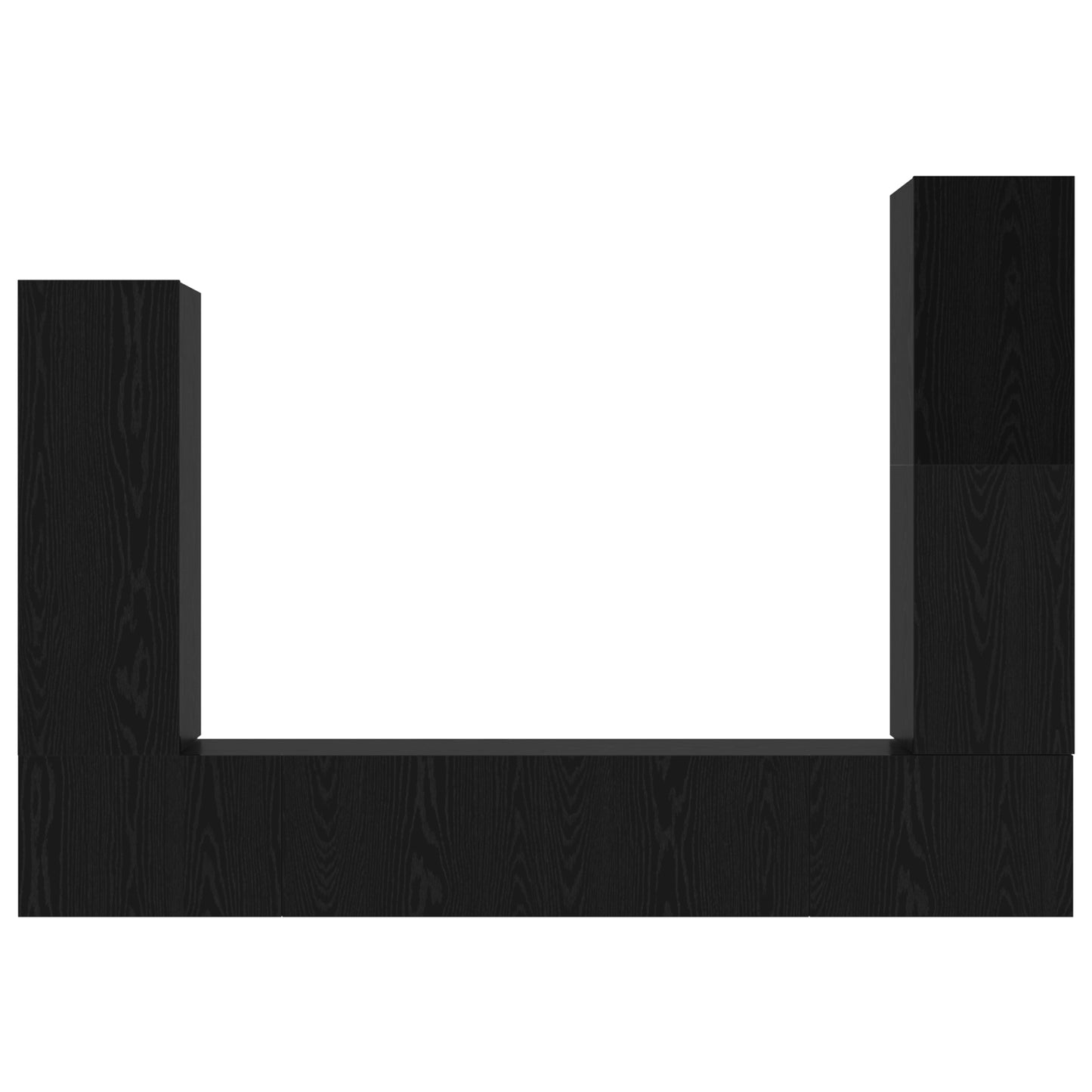 4 Piece TV Cabinet Set Wall-mounted Black Oak Engineered Wood Product Management System