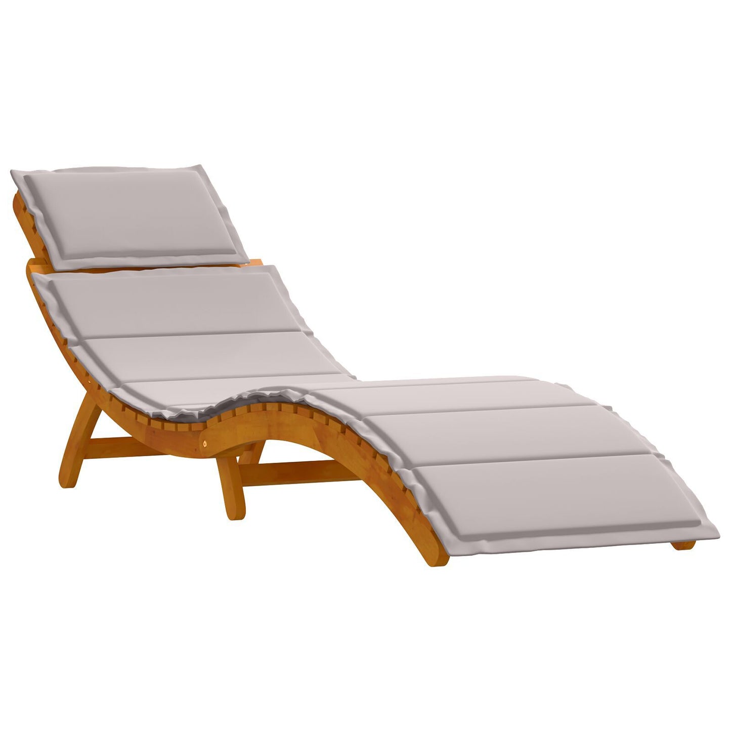 Taupe Acacia Wood Sun Loungers with Cushions - Set of 2