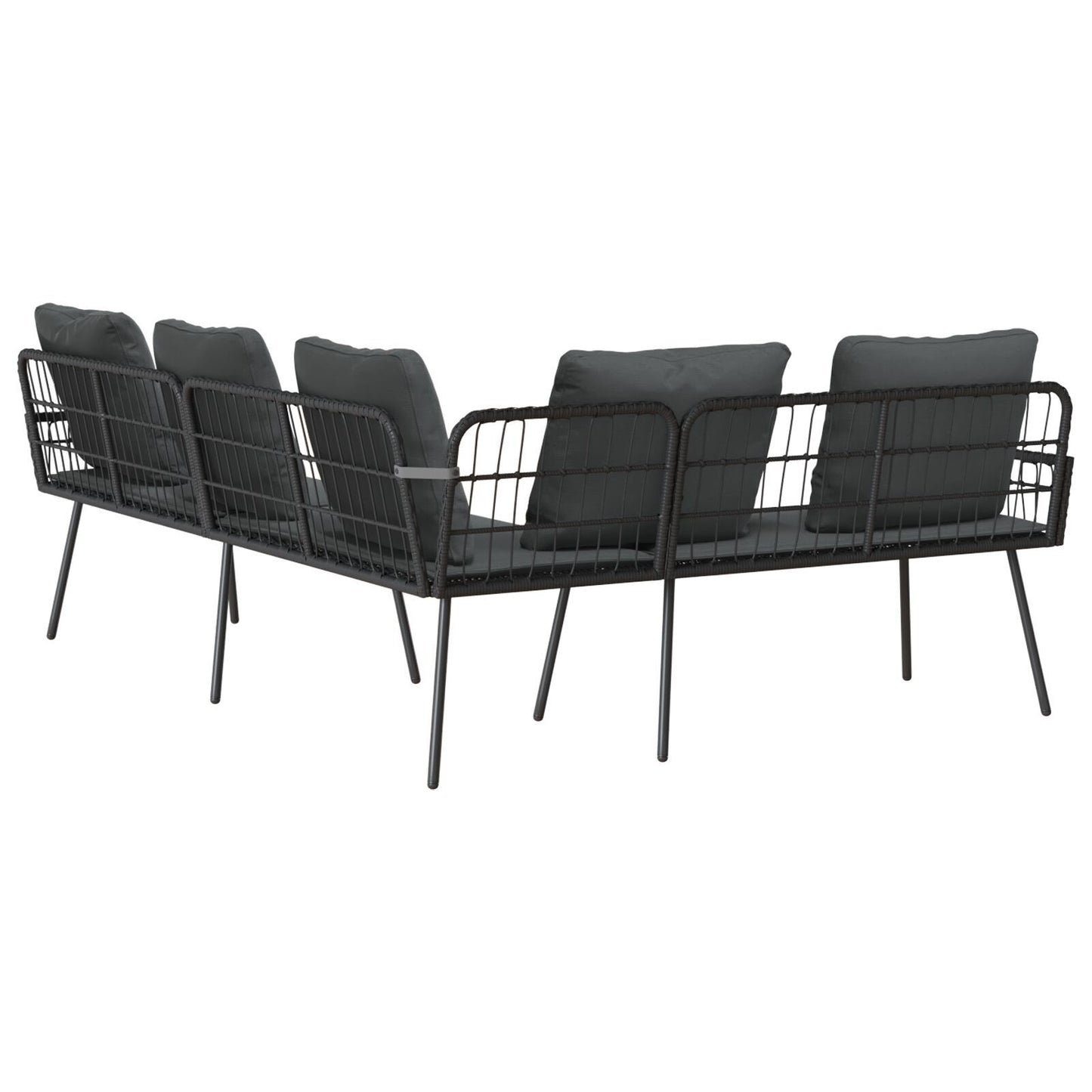 Modern L-Shaped Black Poly Rattan Sofa 231x173x78 cm