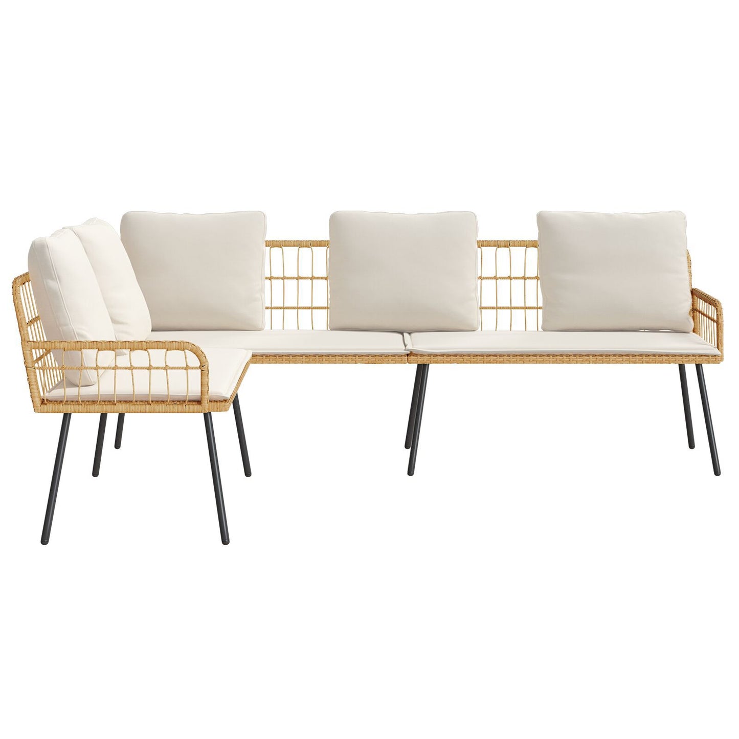 Natural Poly Rattan L-Shaped Sofa 231x173x78 cm - Elegant Comfort