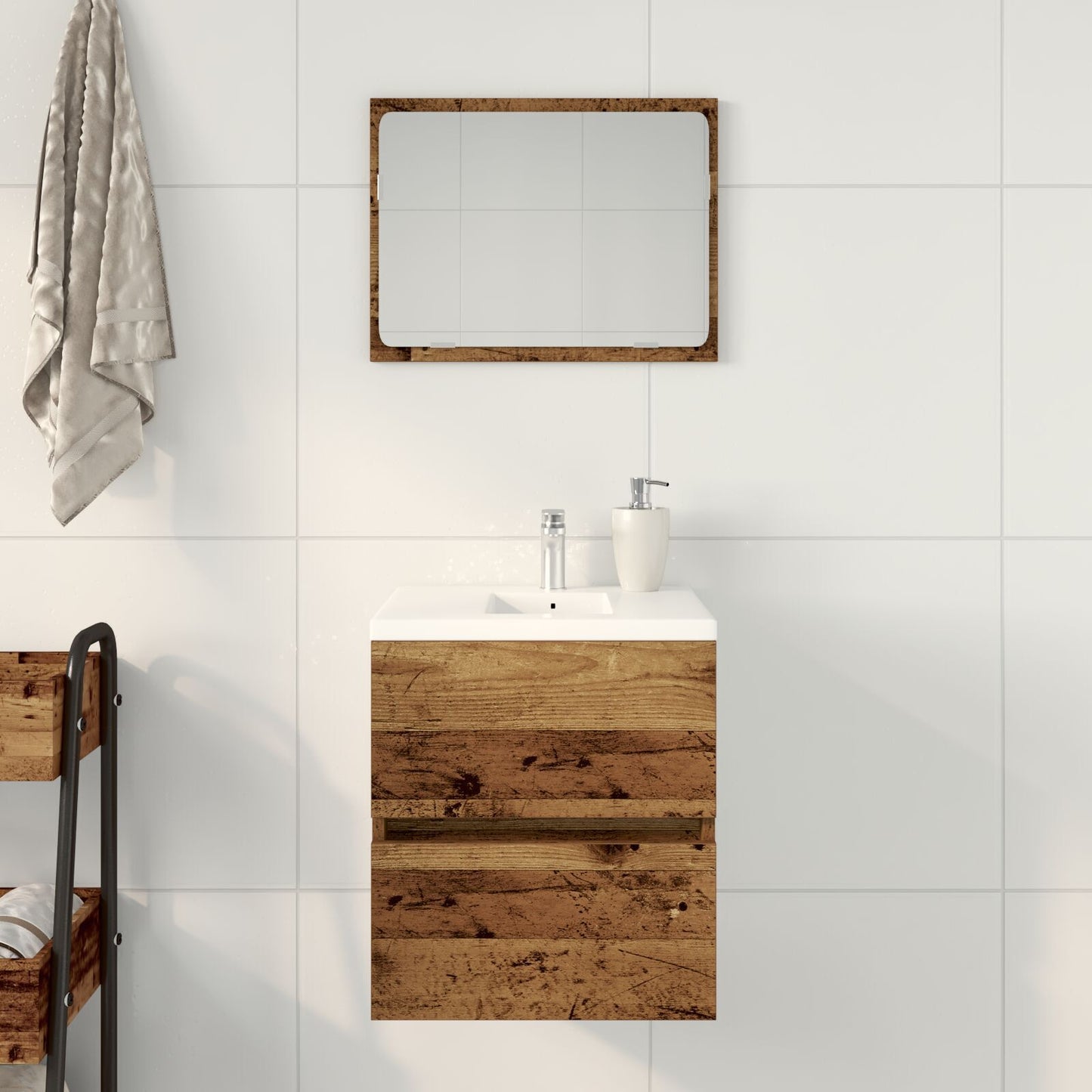 Rustic Sink Cabinet, Old Wood, 41x38.5x45 cm - Engineered Wood