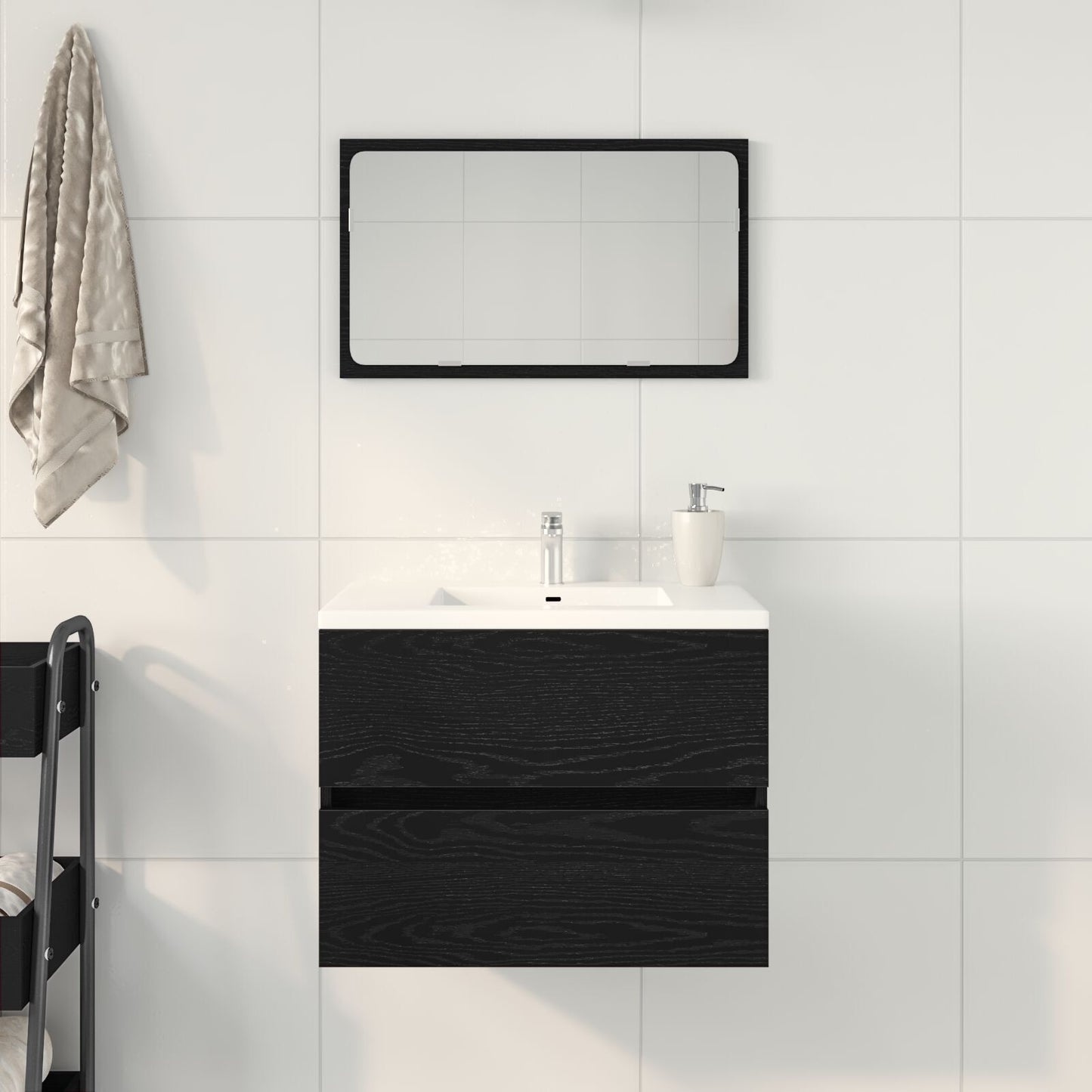 Black Oak Sink Cabinet 60x38.5x45 cm - Engineered Wood