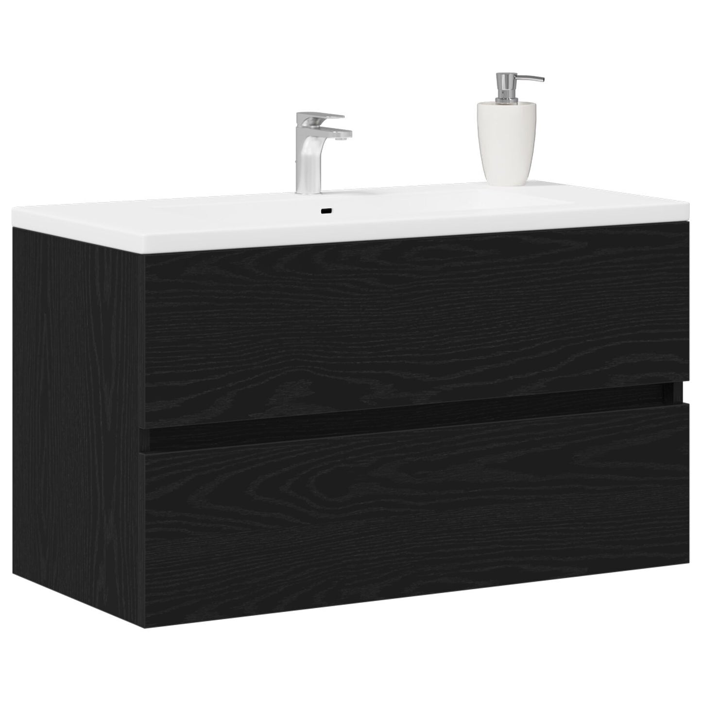 Black Oak Sink Cabinet, 80x38.5x45 cm, Engineered Wood