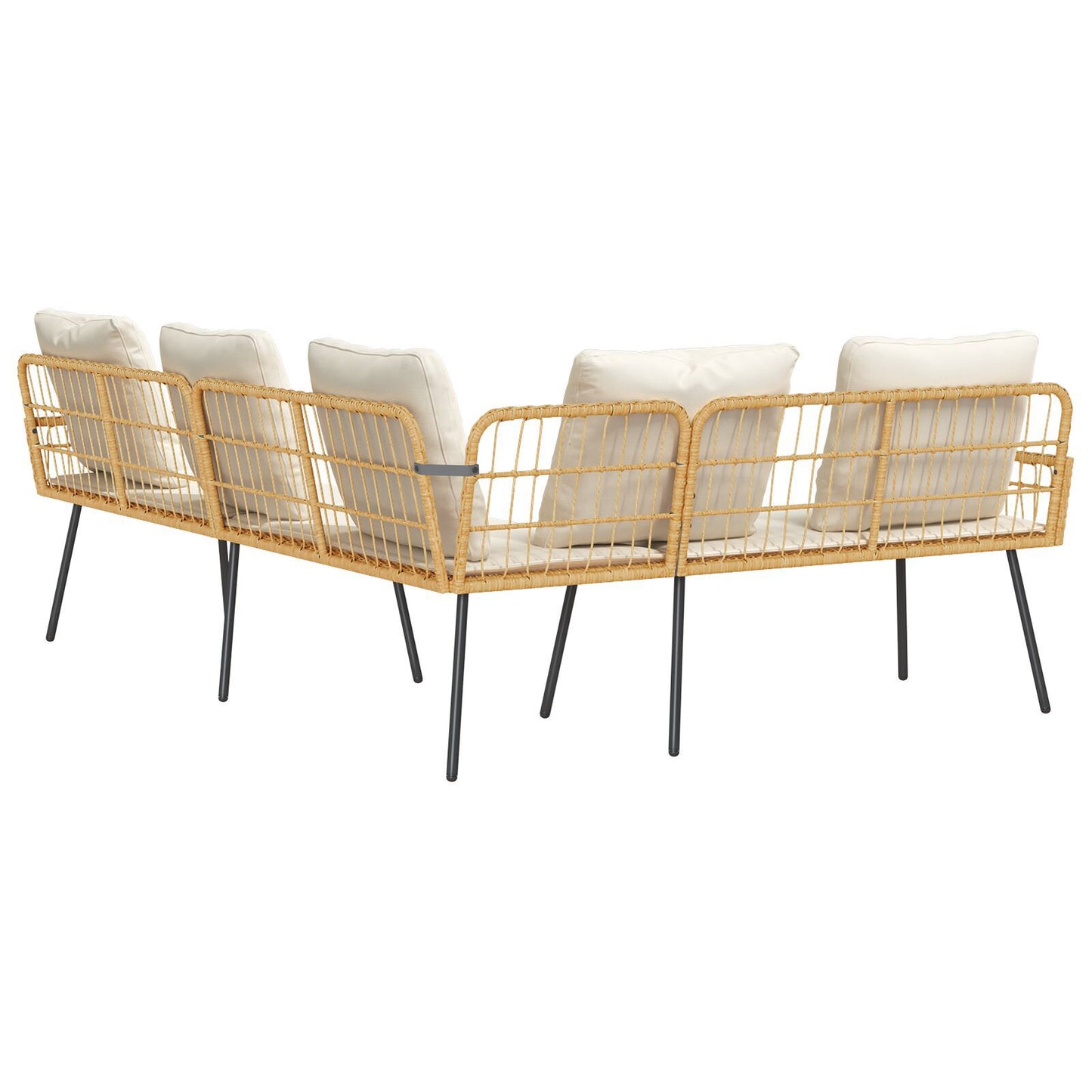 Natural Poly Rattan L-Shaped Sofa 231x173x78 cm - Elegant Comfort
