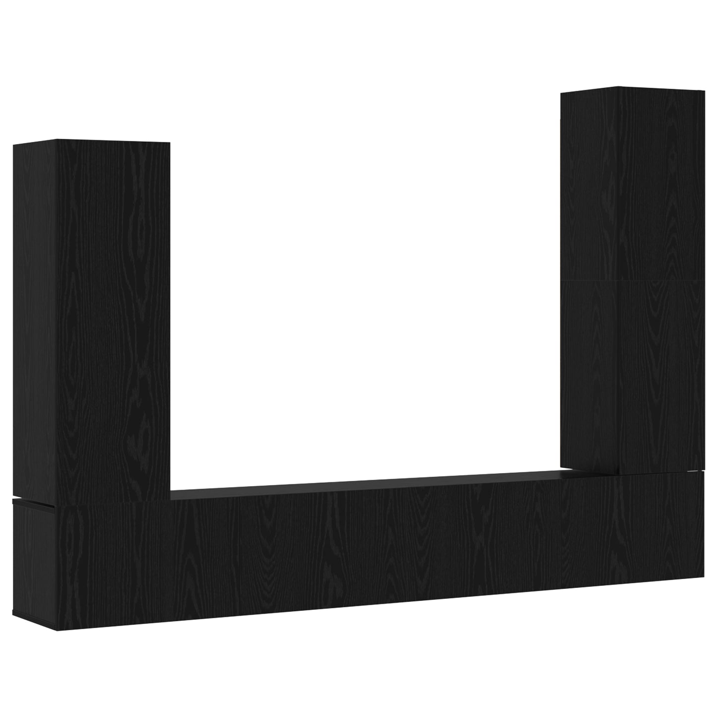 4 Piece TV Cabinet Set Wall-mounted Black Oak Engineered Wood Product Management System