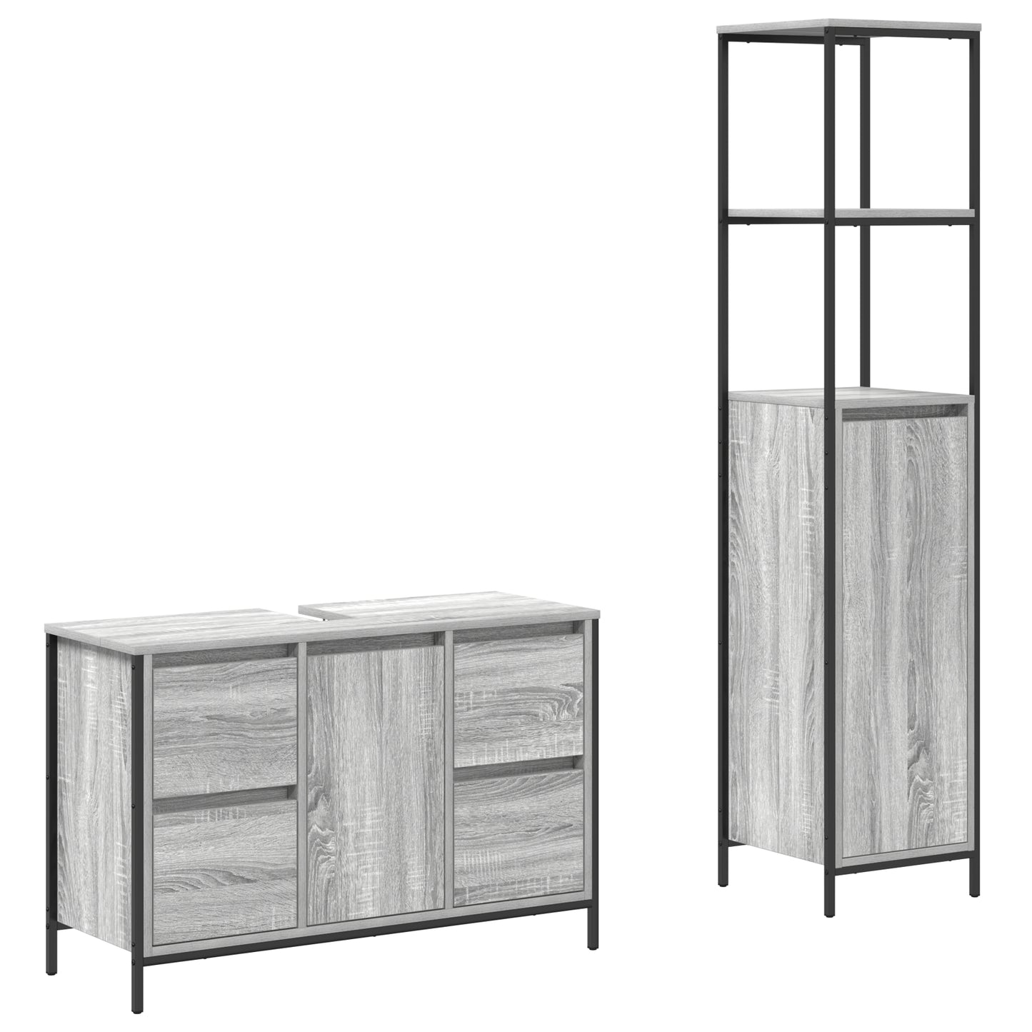 2 Piece Bathroom Furniture Set Grey Sonoma Engineered Wood