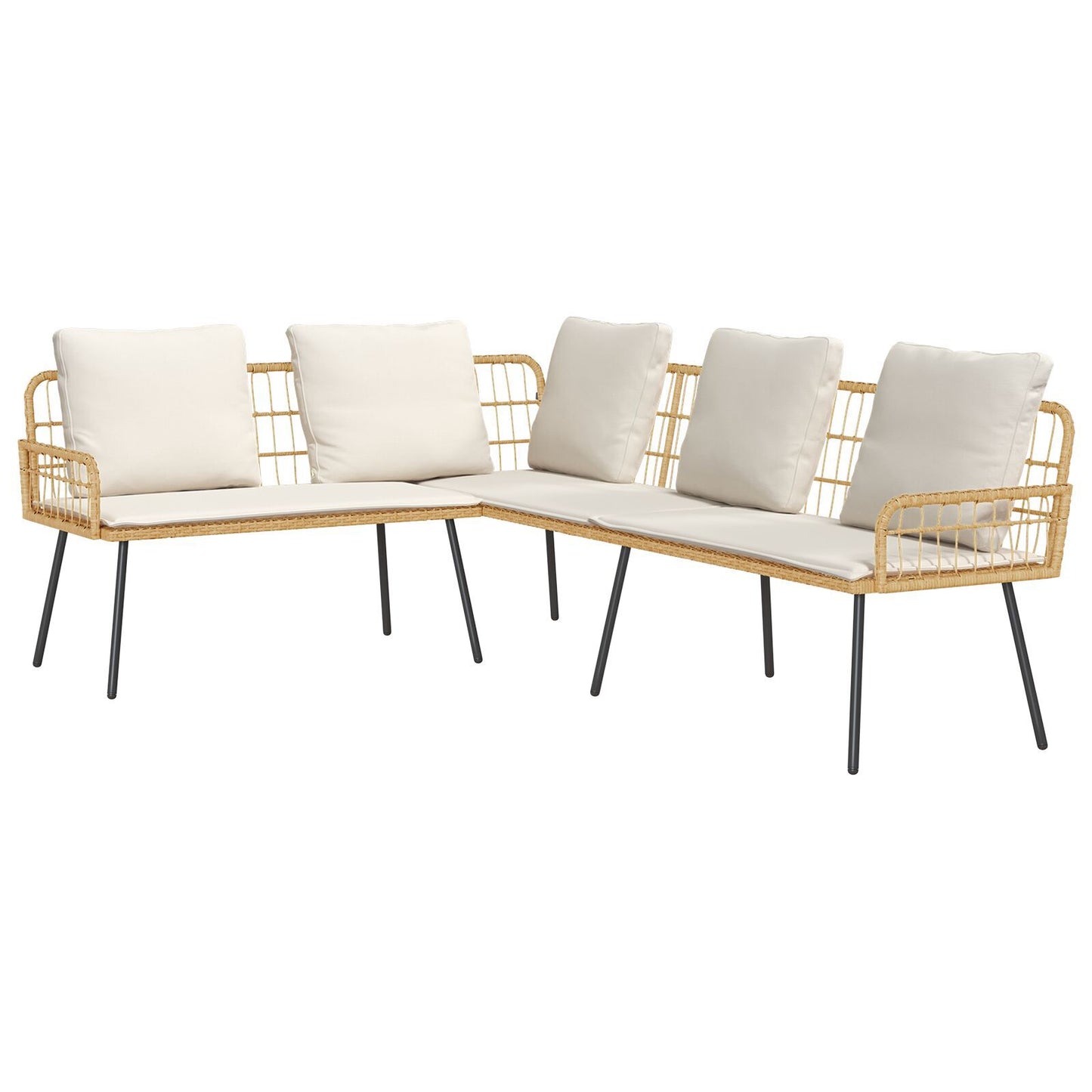 Natural Poly Rattan L-Shaped Sofa 231x173x78 cm - Elegant Comfort