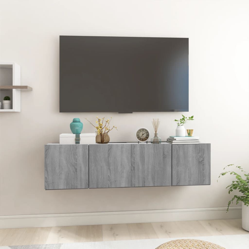 Grey Sonoma Hanging TV Cabinet Set, Engineered Wood - 2x60cm