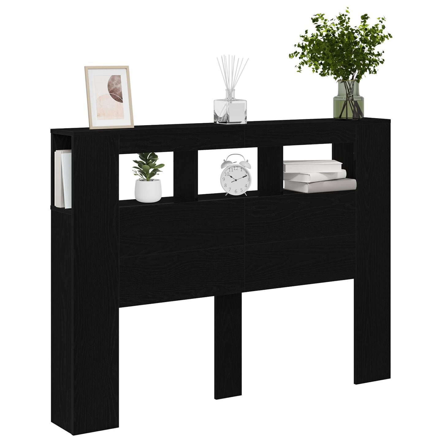 Black Oak LED Headboard - 140x18.5x40 cm, Engineered Wood