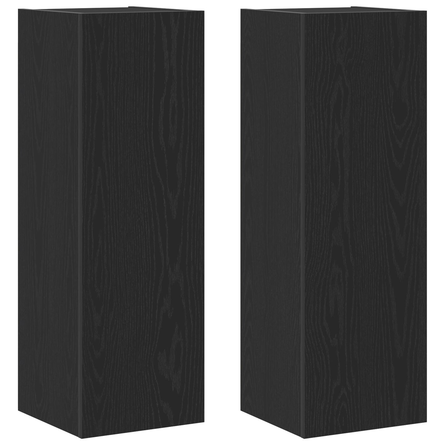Black Oak Wall-Mounted TV Cabinets, Set of 2, Engineered Wood