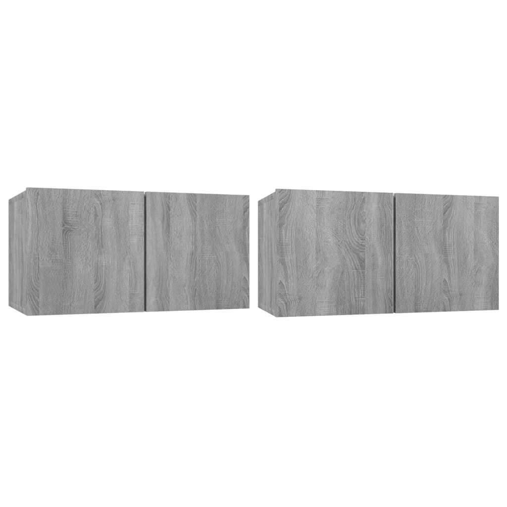 Grey Sonoma Hanging TV Cabinet Set, Engineered Wood - 2x60cm