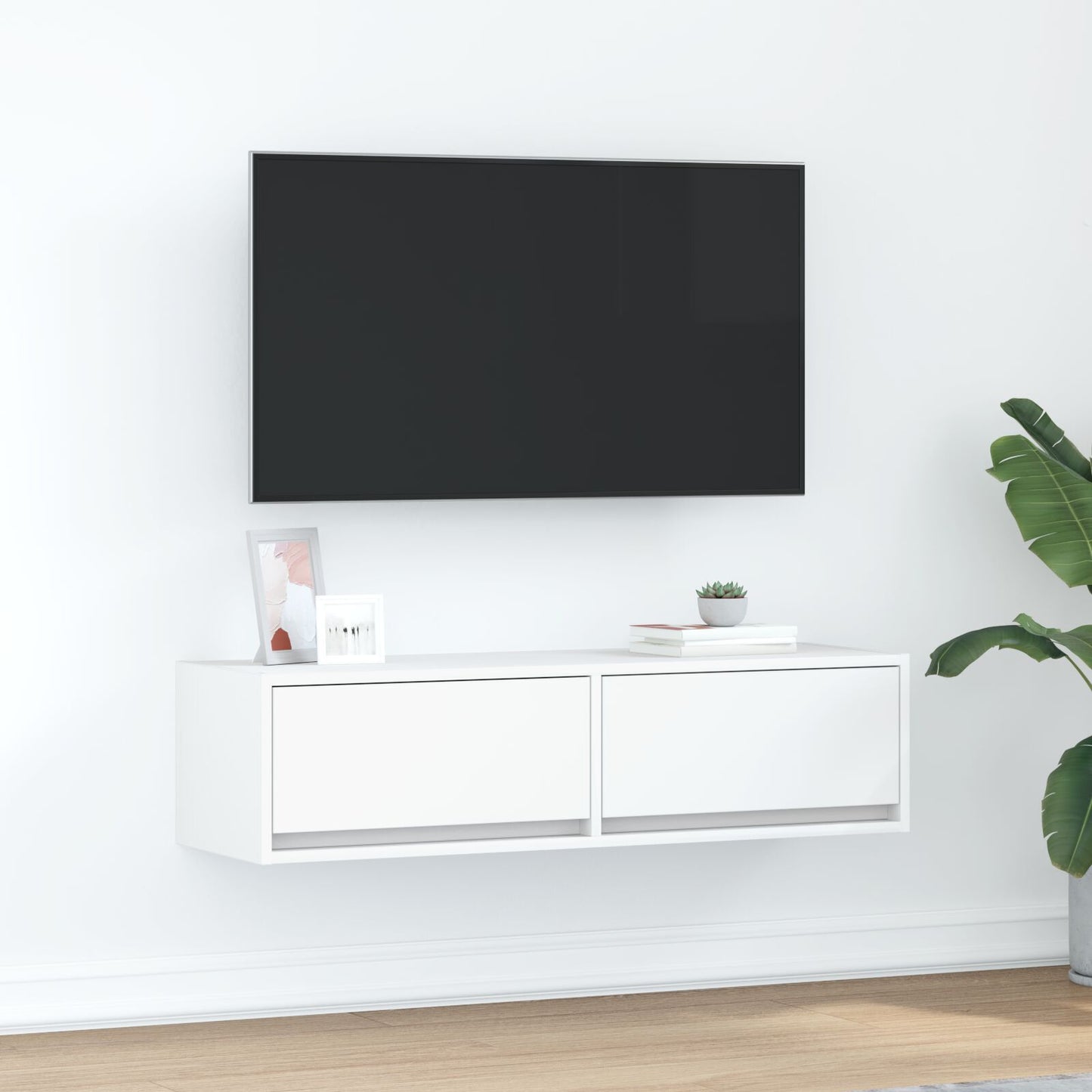 White Engineered Wood TV Cabinet - 100x31x25.5 cm