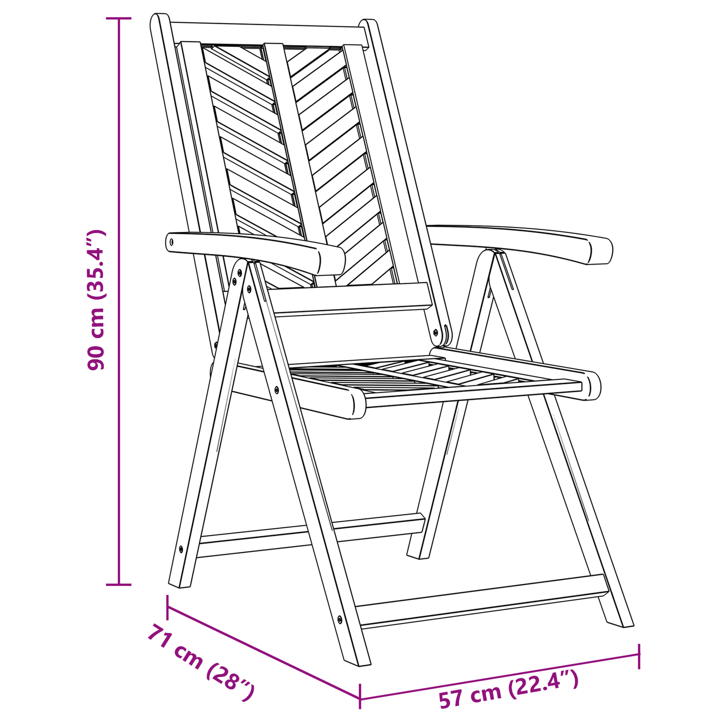 Reclining Garden Chairs 6 pcs Solid Wood Acacia