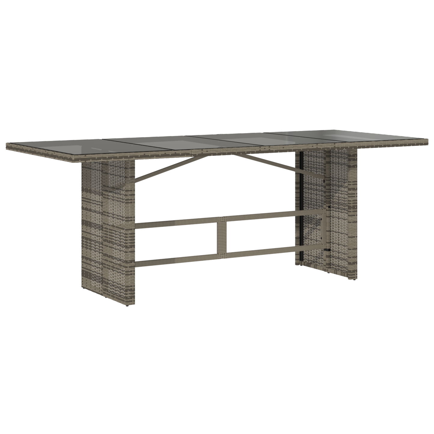 9 Piece Garden Dining Set Grey Poly Rattan